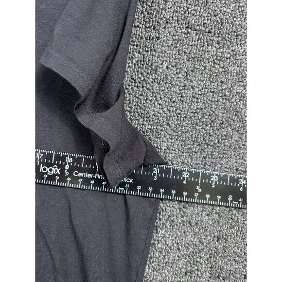 Chico's Pleated Top Size 2 US L Black Short Sleeve Womens Knitted Rayon Stretch - Picture 7 of 7